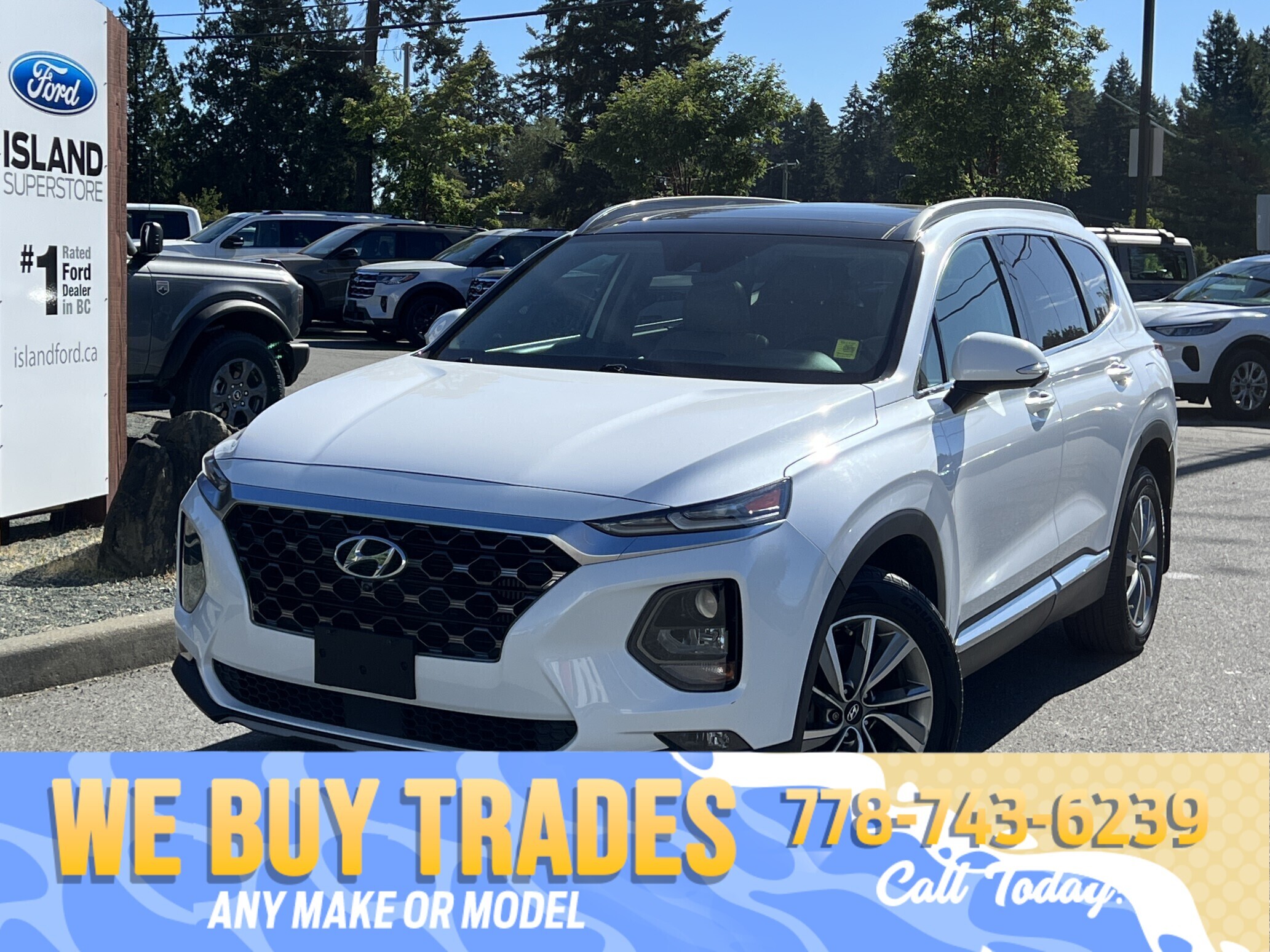 White 2019 Hyundai Santa Fe SUV / Crossover Automatic