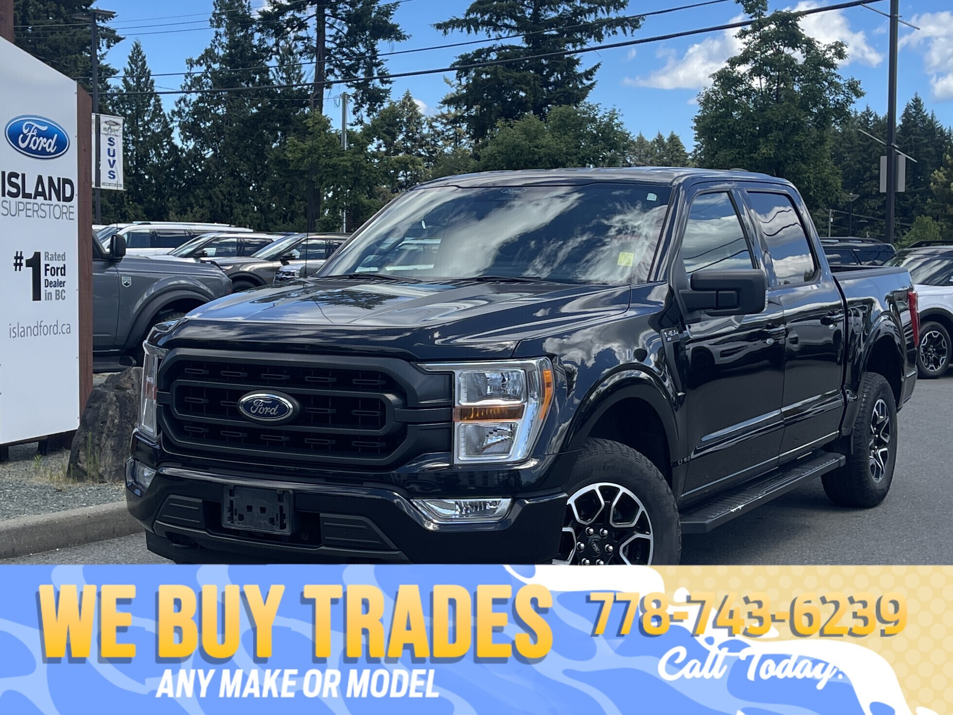 Black 2021 Ford F-150 Pickup Truck Four-Wheel Drive Automatic