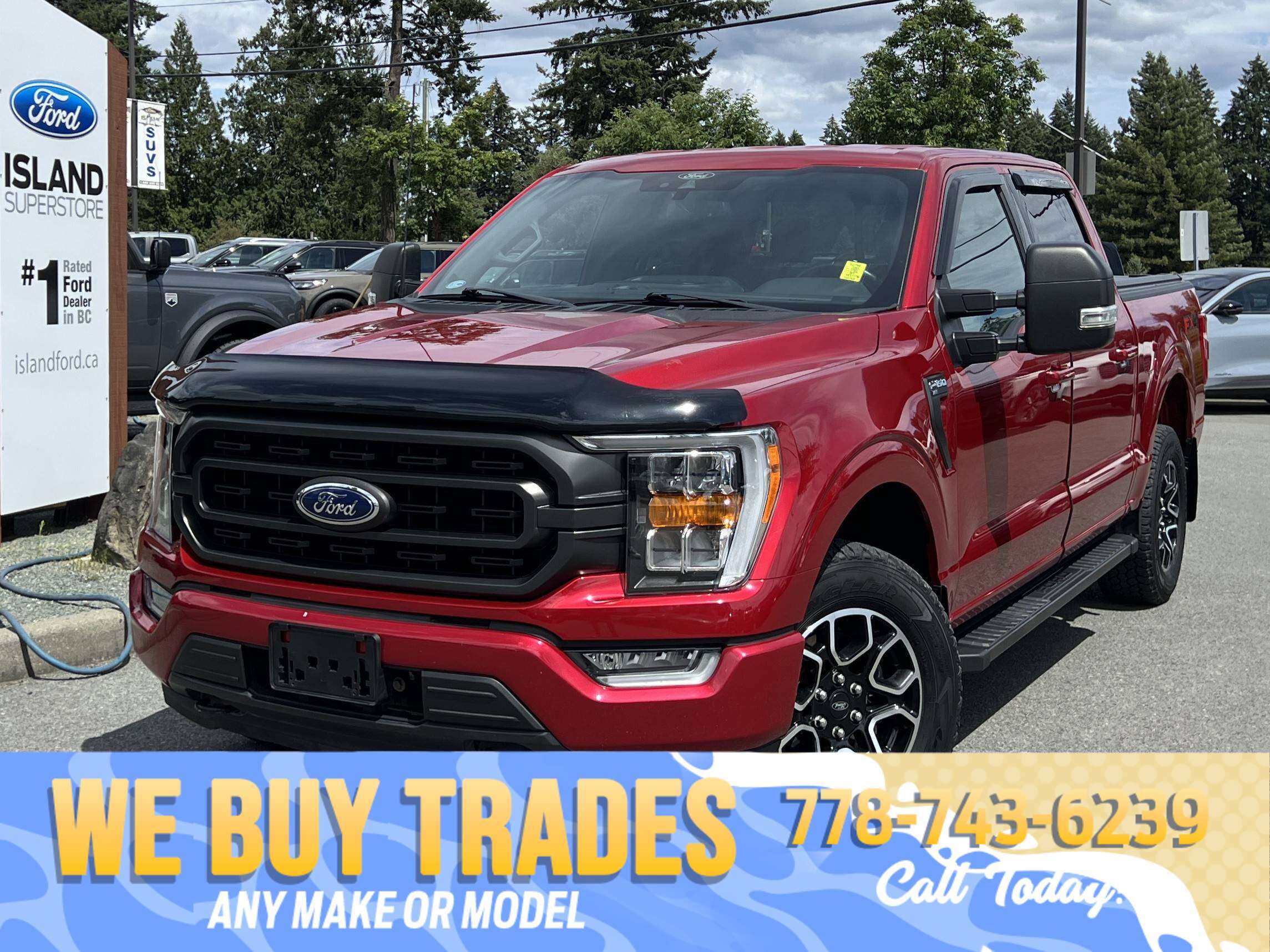 Red 2022 Ford F-150 Pickup Truck Four-Wheel Drive Automatic