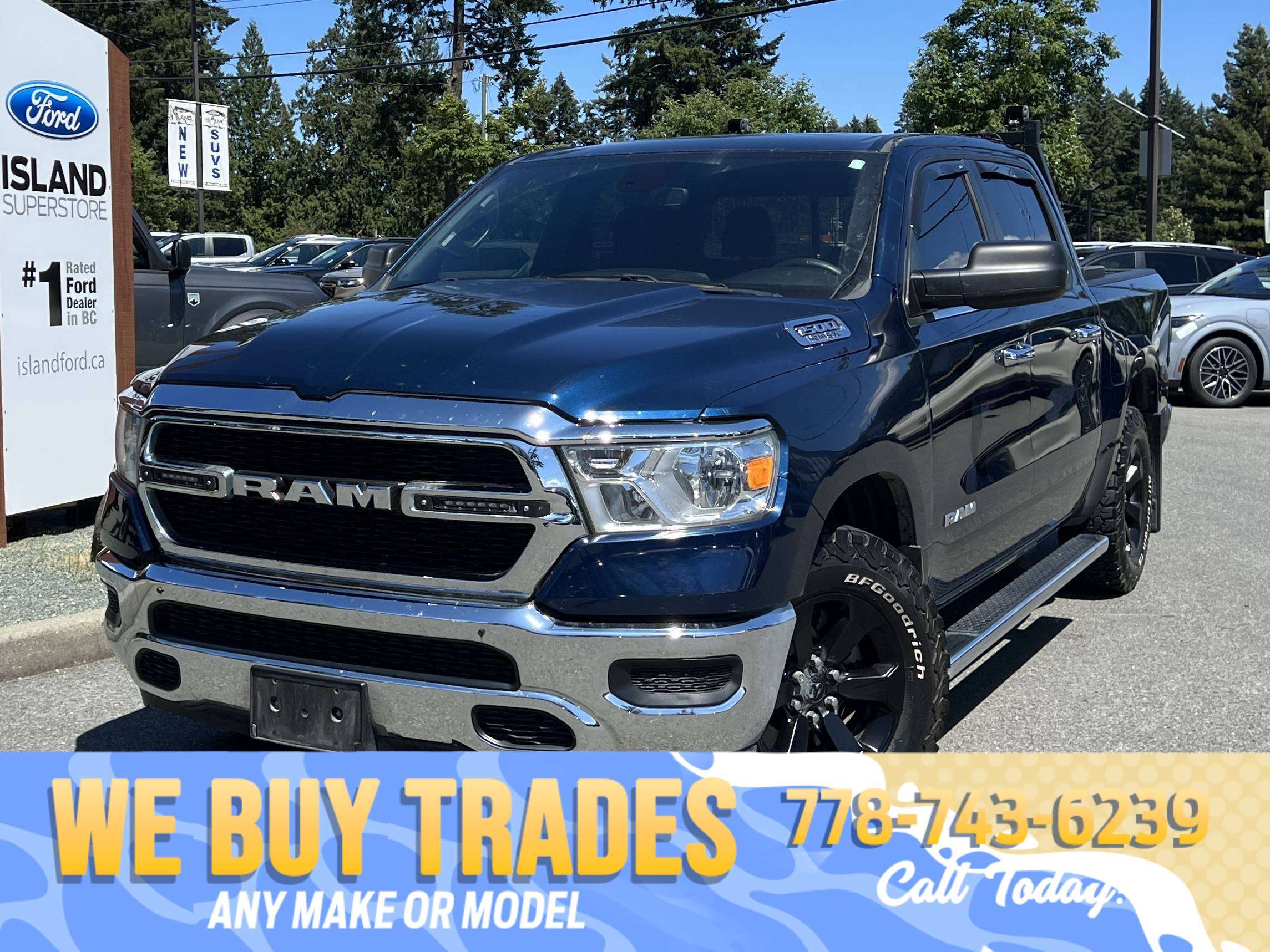 Blue 2022 RAM 1500 Pickup Truck Four-Wheel Drive Automatic