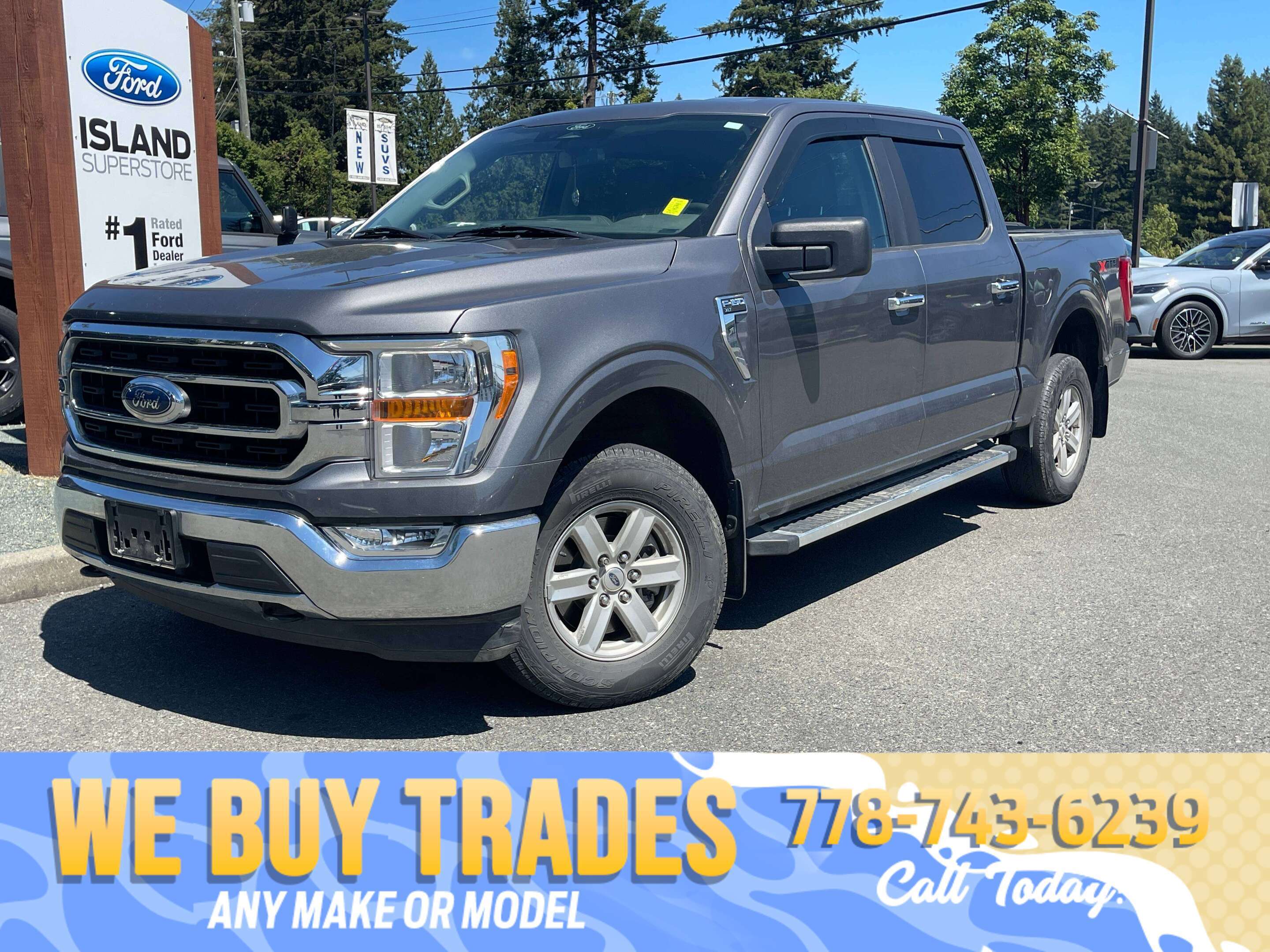 Gray 2022 Ford F-150 Pickup Truck Four-Wheel Drive Automatic