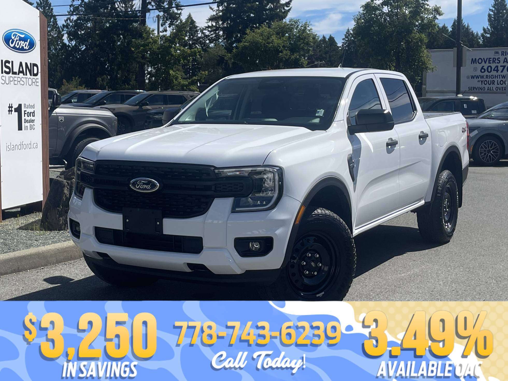 White 2026 Ford Ranger Pickup Truck Four-Wheel Drive Automatic