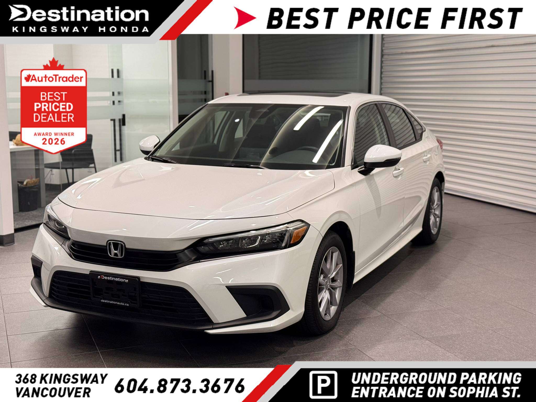 Platinum White Pearl 2024 Honda Civic Sedan Front-Wheel Drive Automatic