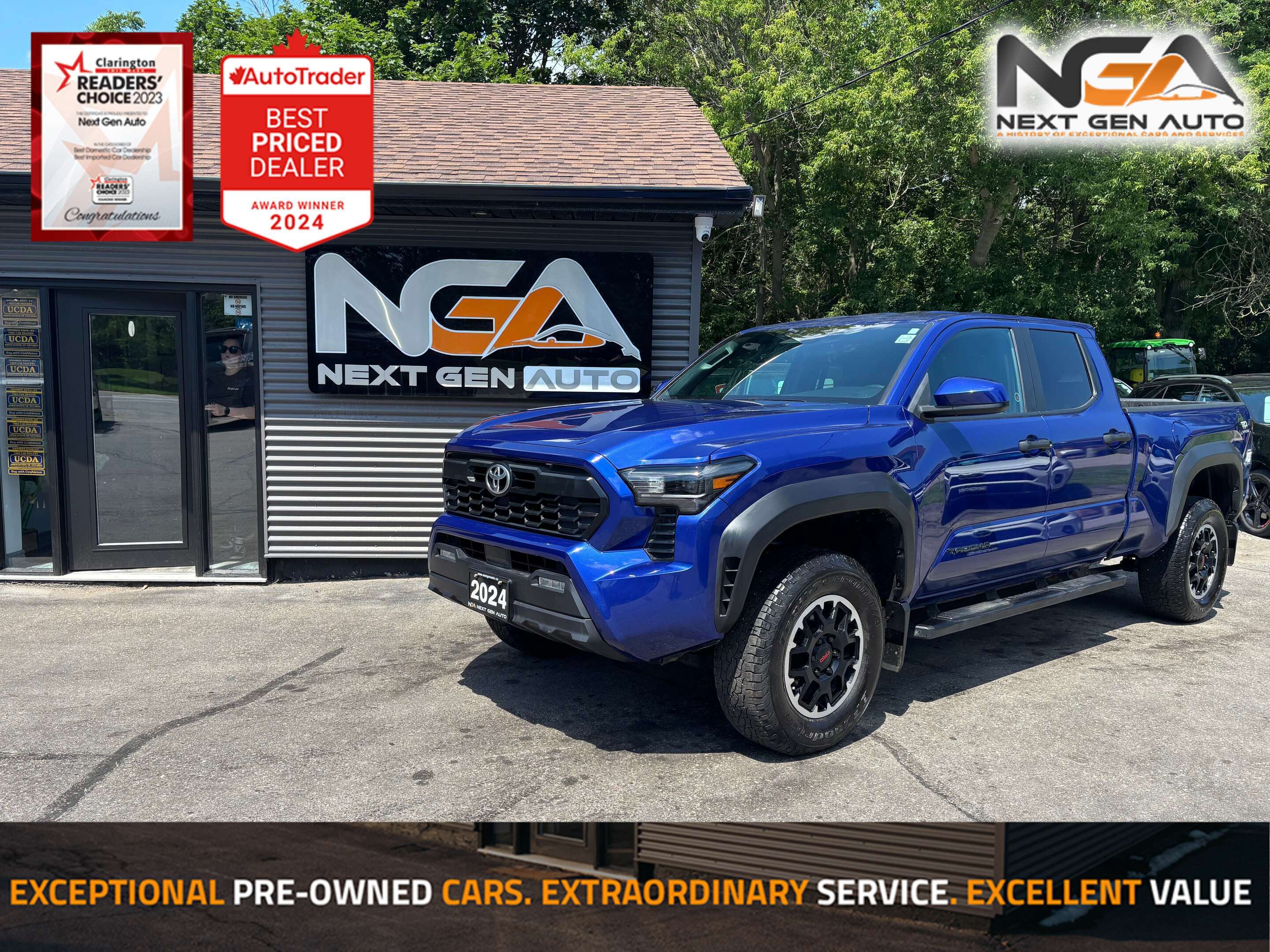 Blue 2024 Toyota Tacoma Pickup Truck Four-Wheel Drive Automatic