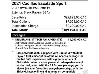 used 2021 Cadillac Escalade car, priced at $77,900