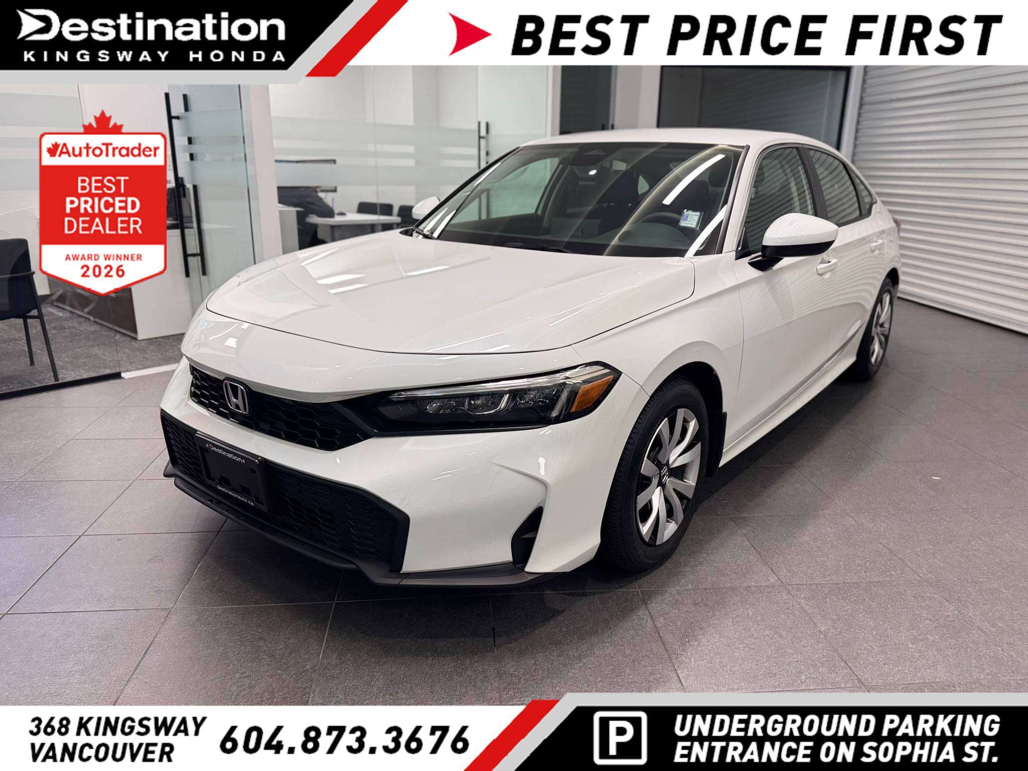 Platinum White Pearl 2025 Honda Civic Sedan Front-Wheel Drive Automatic