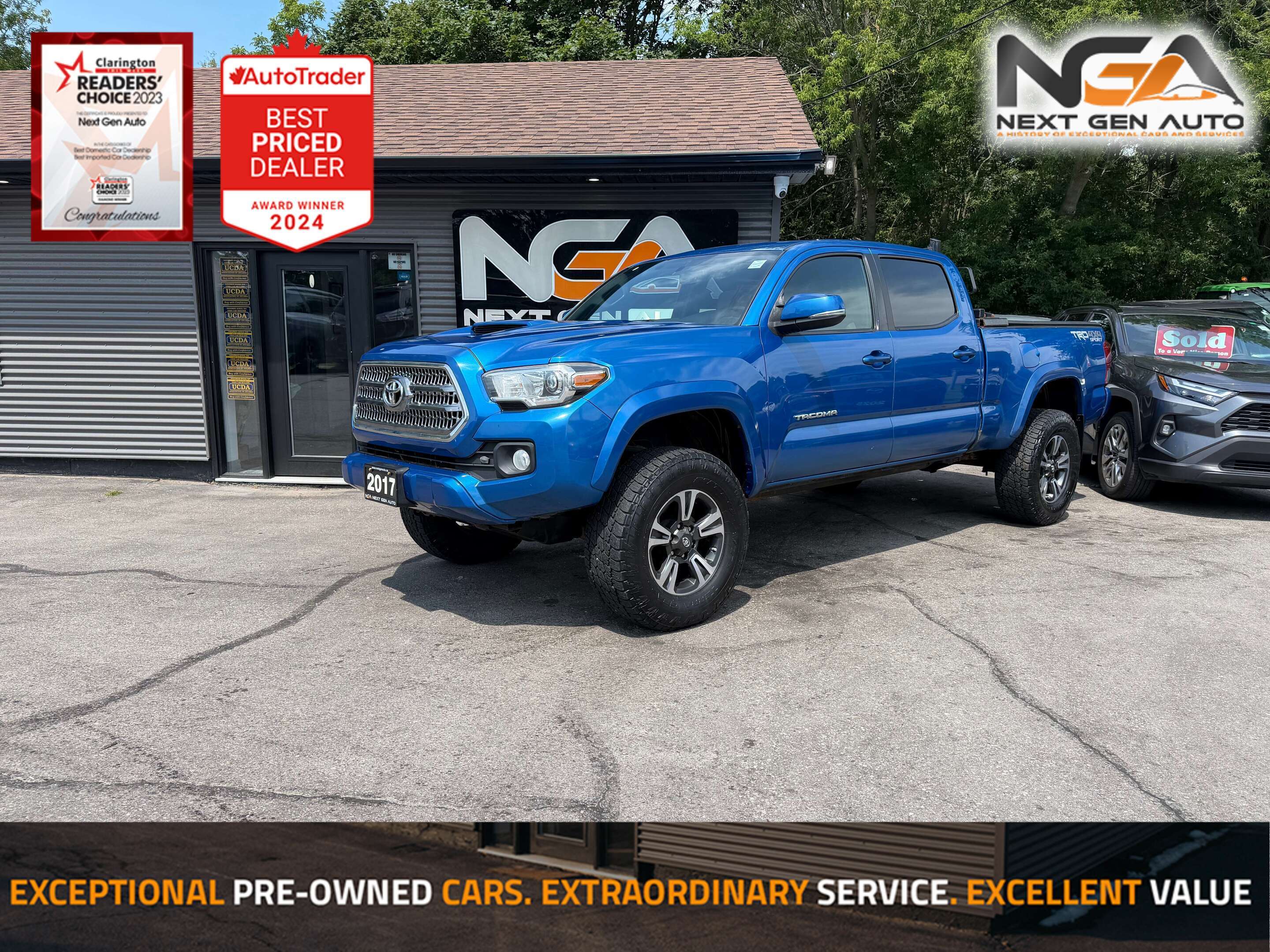 Blue 2017 Toyota Tacoma Pickup Truck Four-Wheel Drive Automatic