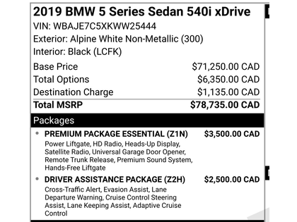 used 2019 BMW 5-Series car, priced at $42,900