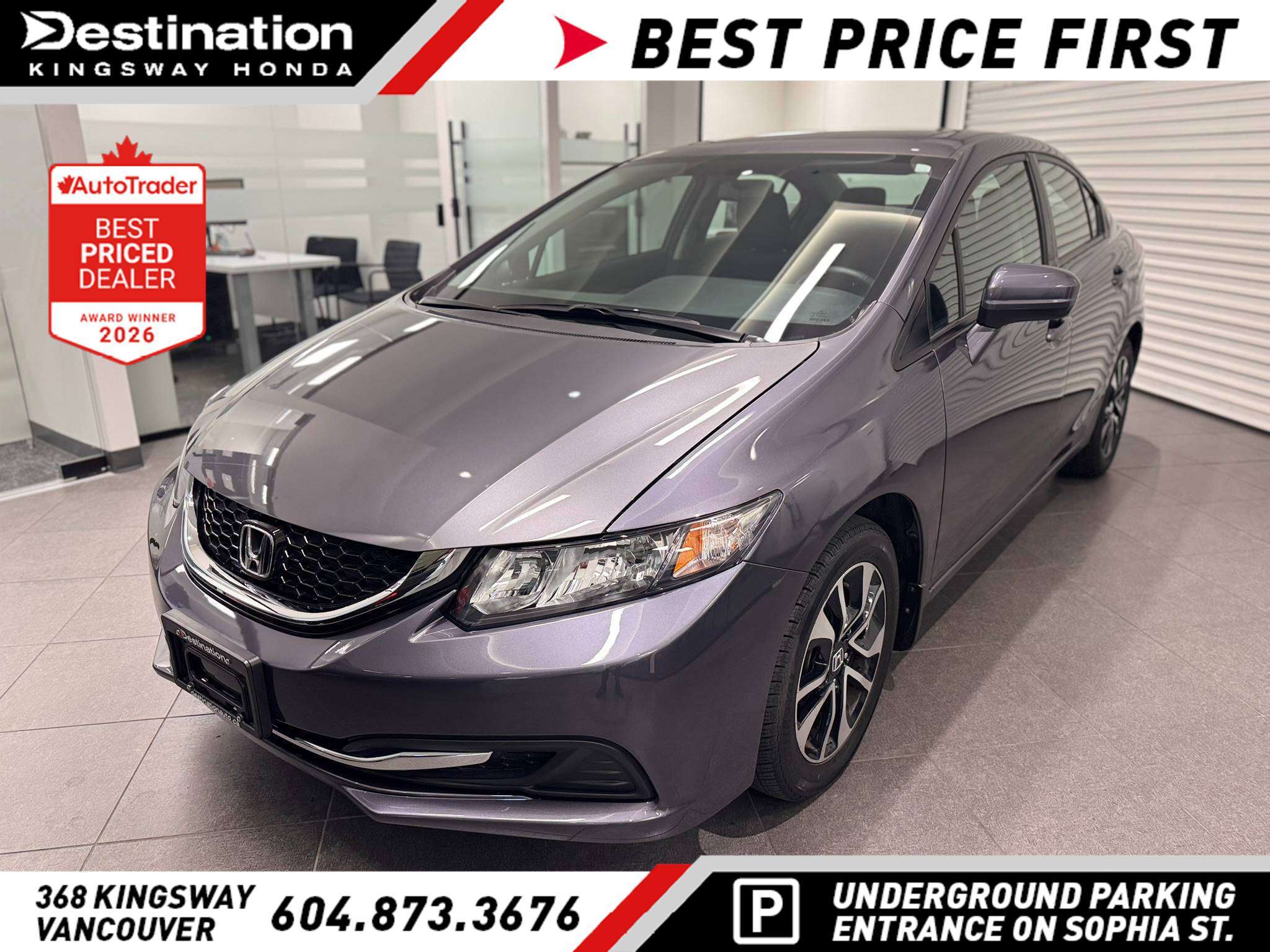 Gray (Modern Steel Met) 2015 Honda Civic Sedan Front-Wheel Drive Automatic