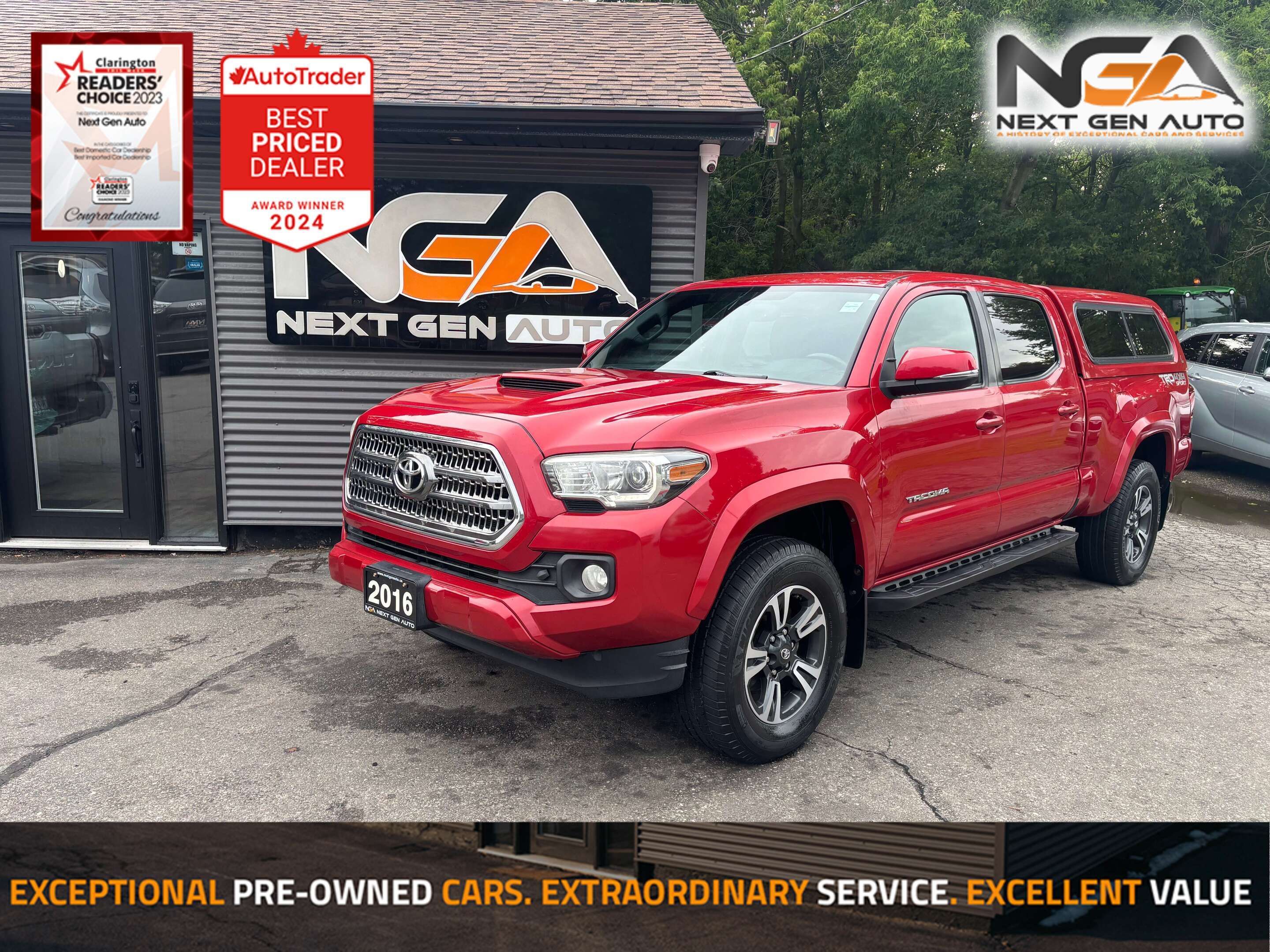 Red 2016 Toyota Tacoma Pickup Truck Four-Wheel Drive Automatic