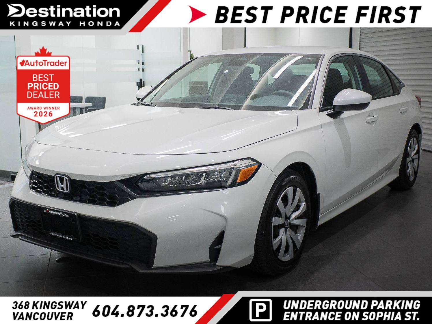 Platinum White Pearl 2025 Honda Civic Sedan Front-Wheel Drive Automatic