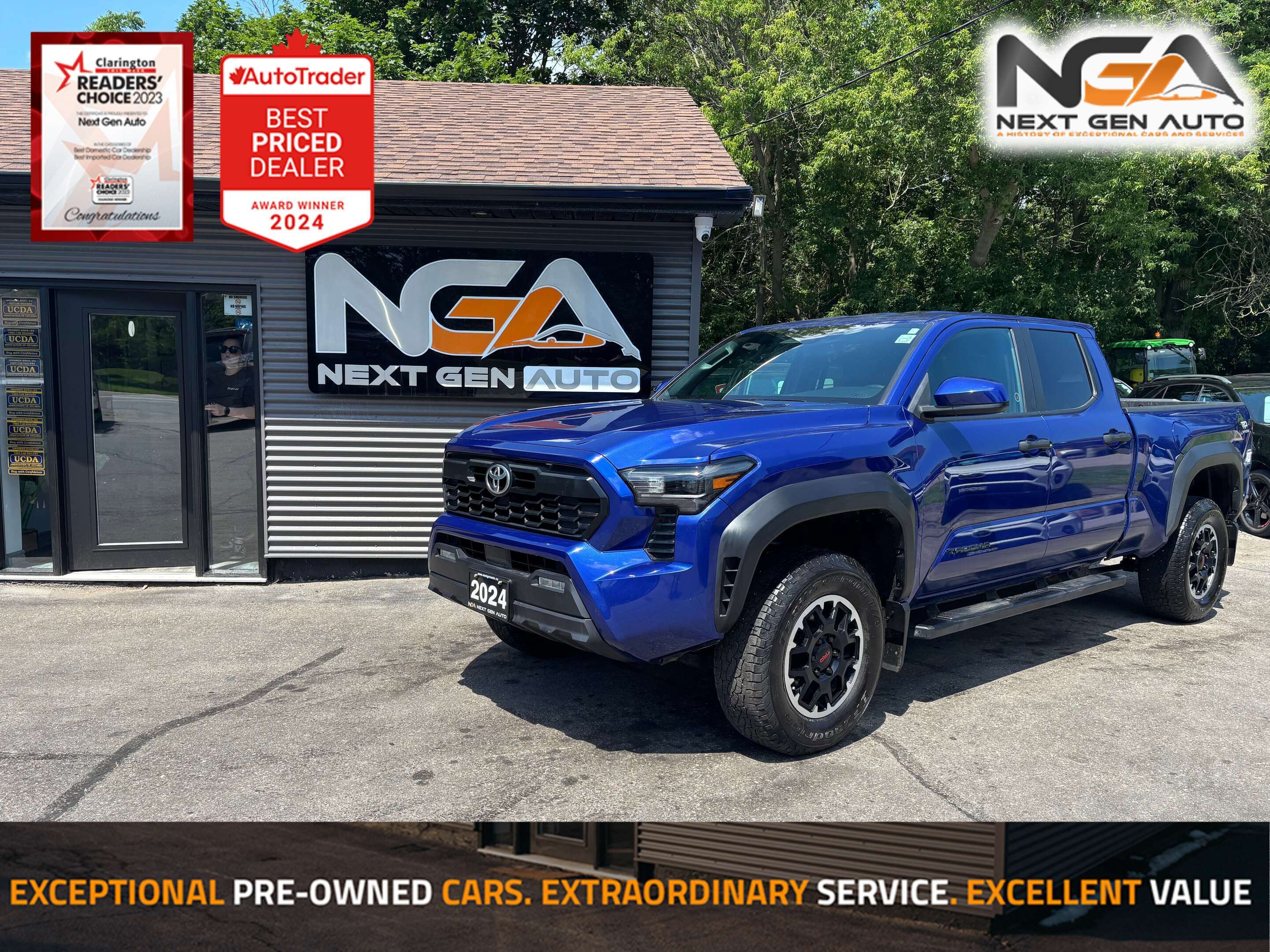Blue 2024 Toyota Tacoma Pickup Truck Four-Wheel Drive Automatic