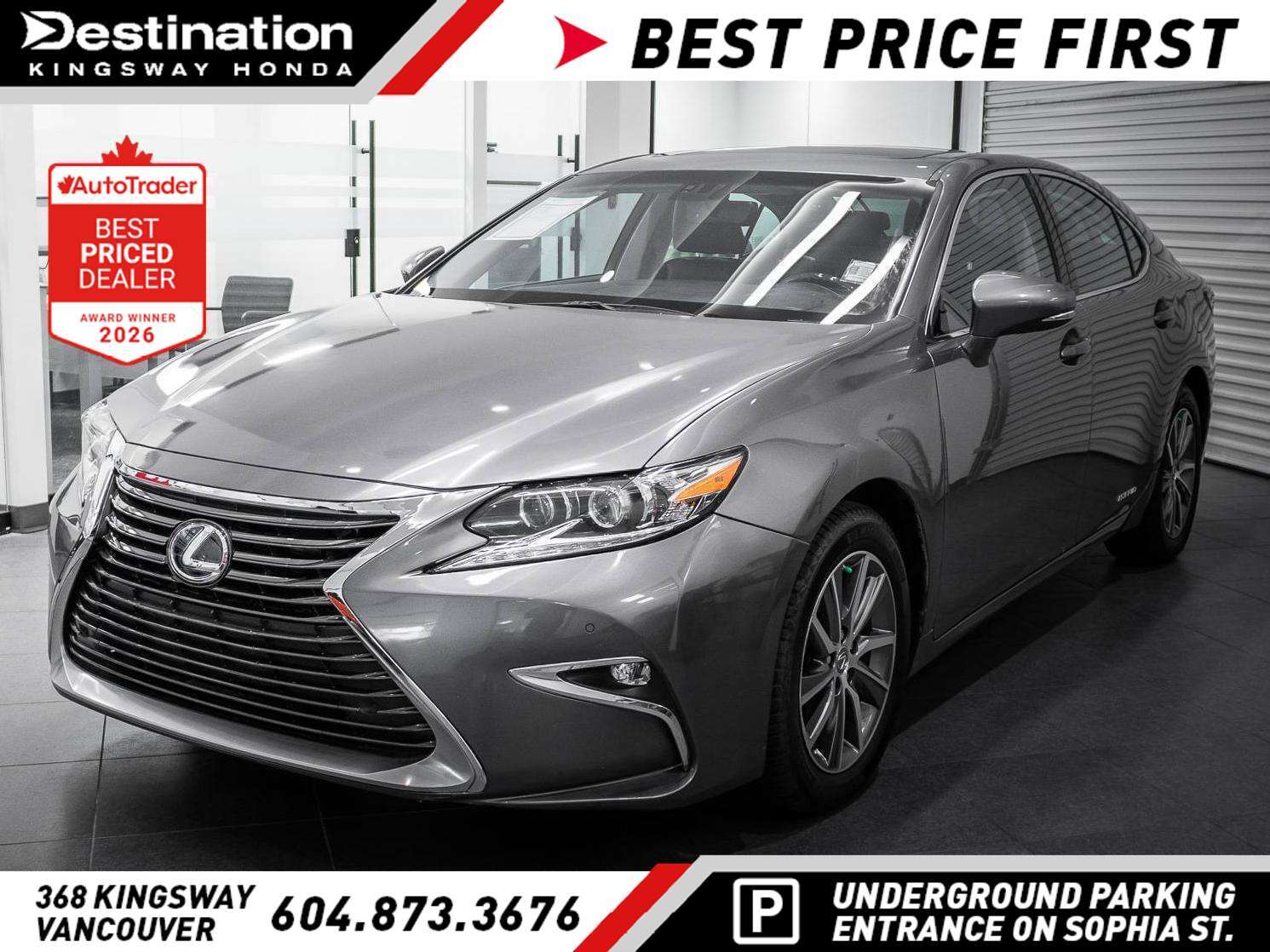 Gray (Nebula Grey Pearl) 2016 Lexus ES Hybrid Sedan Front-Wheel Drive Automatic