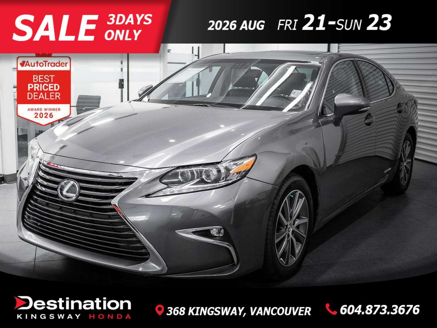 Gray (Nebula Grey Pearl) 2016 Lexus ES Hybrid Sedan Front-Wheel Drive Automatic