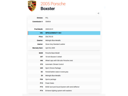 used 2005 Porsche 718 Boxster car, priced at $29,900