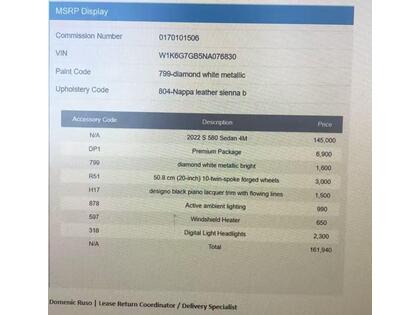 used 2022 Mercedes-Benz S-Class car, priced at $107,900